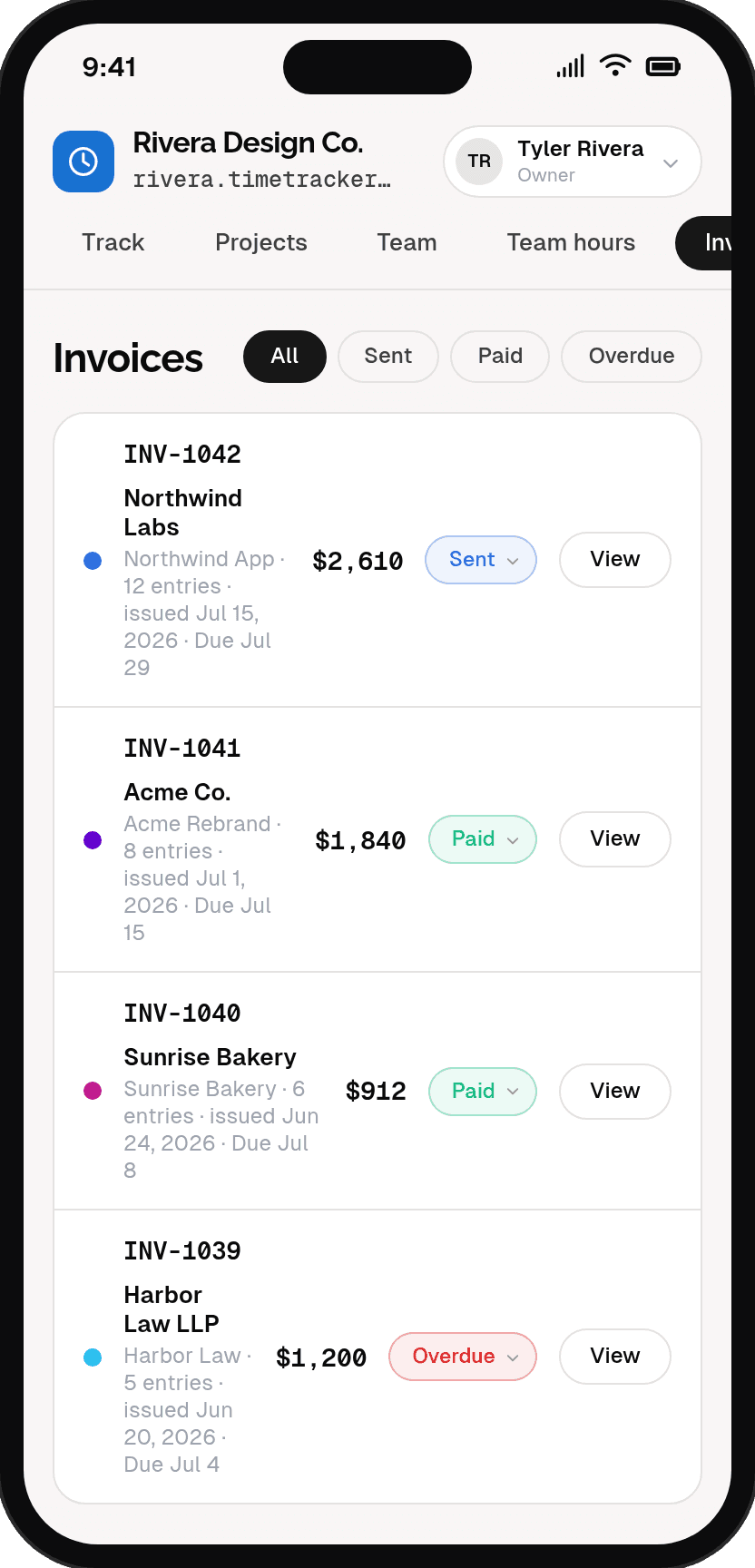 Invoices you can chase