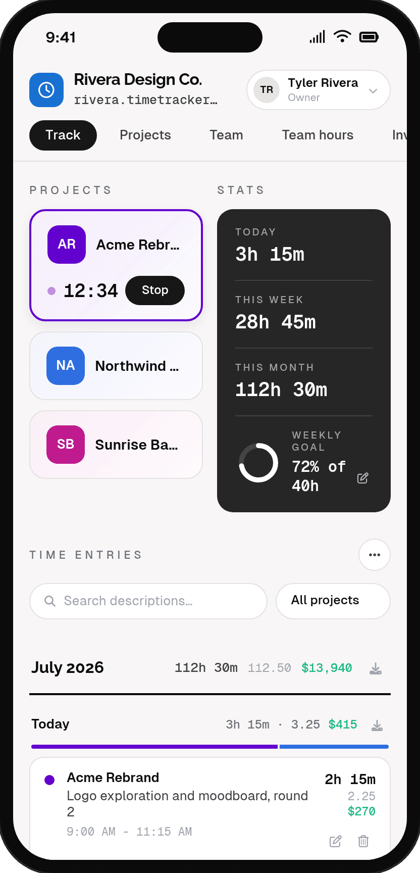 One tap to clock in